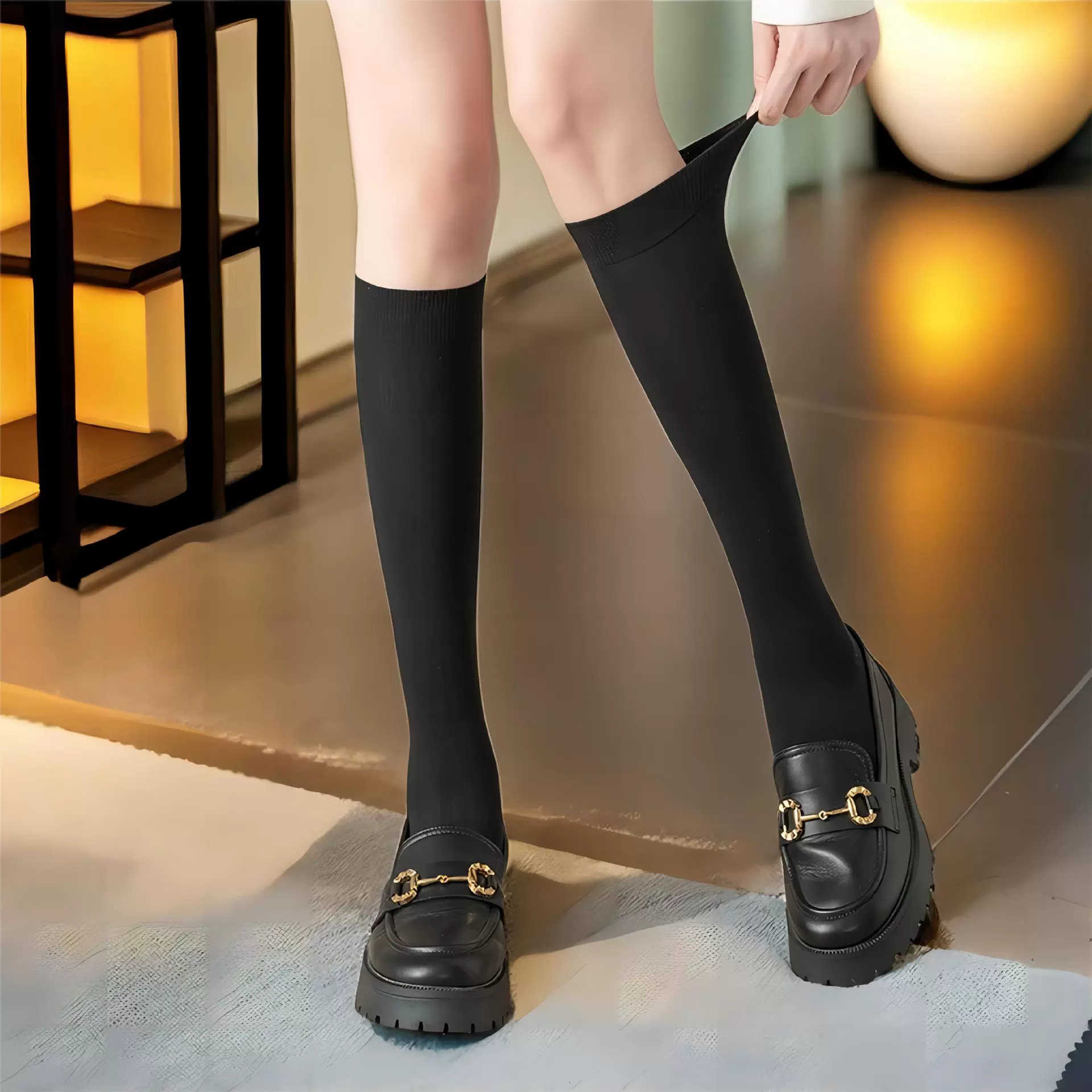 Summer thin knee socks, Japanese cute high boots, mid-length