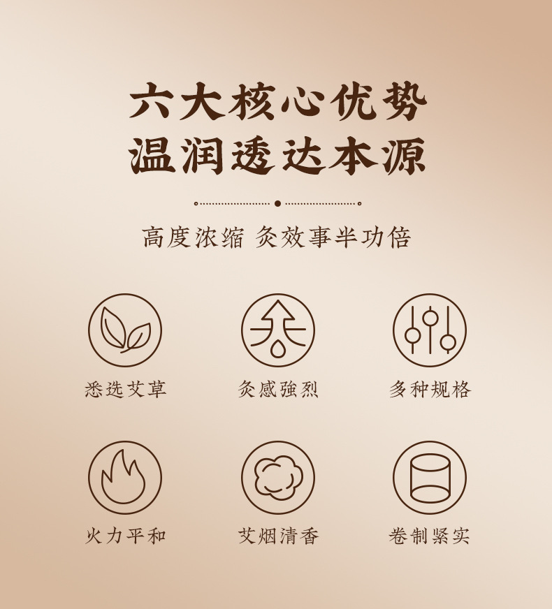 Moxa Stick 5cm Thunder Fire Moxibustion Bar 3-Year Aged Ai Ye Paper Wrapped for Warming Therapy overview