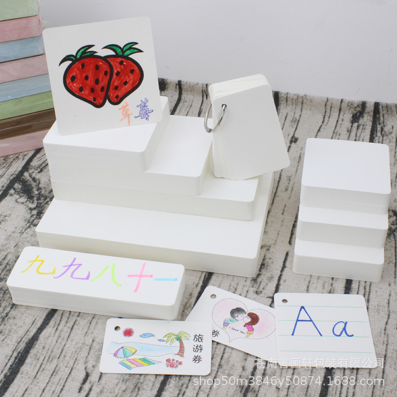 空白卡片纸英语单词留言卡白色手绘手帐拼贴生日明信片纸贺卡书签