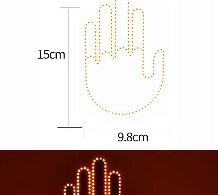 New Button-Type Car Led Fun Expression Light, Smiley Face Light, Rear Window Multi-Function Warning Gesture Light, Palm Light