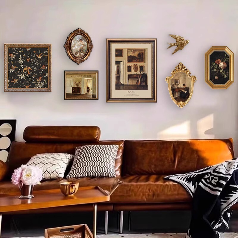 French Decorative Painting Niche American Hanging Painting Living Room Sofa Background Wall Retro Restaurant Art Combination Wall Painting Frame French Decorative Painting Niche American Hanging Painting Living Room Sofa Background Wall Retro Restaurant Art Combination Wall Painting Frame