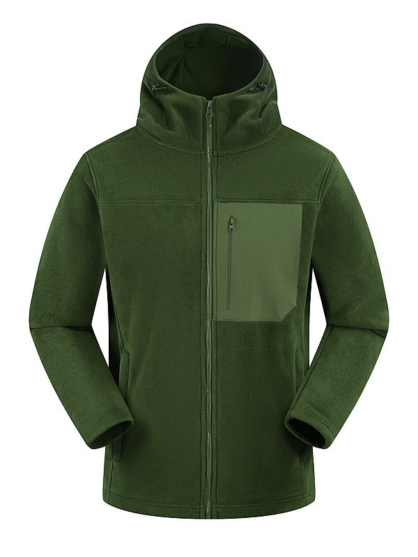 Kailas-Style Fleece Jacket for Men, Hooded Outdoor Sports Coat, Polar Fleece for Daily Commuting, Heat-Retaining and Warm