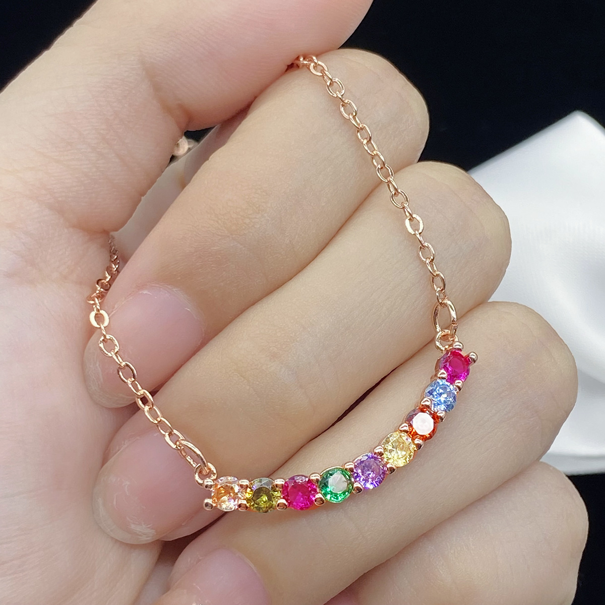 Fashion Round Copper Plating Inlay Zircon Necklace 1 Piece