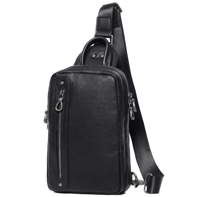 Summer casual leather men's chest bag top layer cowhide weekend travel convenient messenger bag Shoulder Bag Men's bag wholesale Summer casual leather men's chest bag top layer cowhide weekend travel convenient messenger bag Shoulder Bag Men's bag wholesale