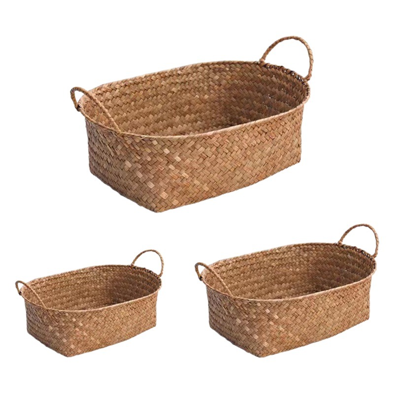 Factory wholesale egg-shaped desktop with ears living room water storage basket coffee table snack sundries storage basket