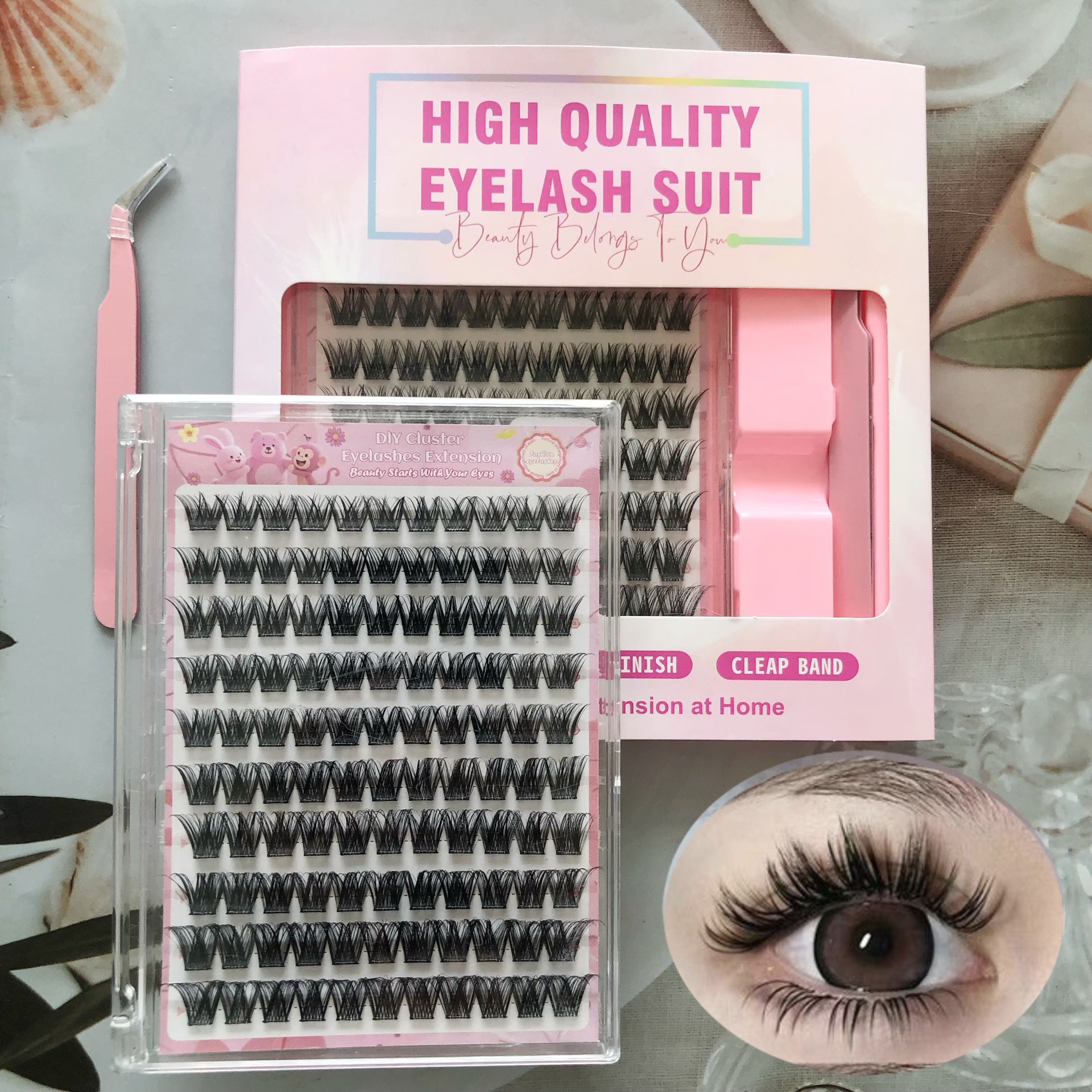 Conjunto de pestañas falsas transfronterizas de gran capacidad serie WM, ojos grandes, ojos lindos, pestañas falsas de imitación natural.