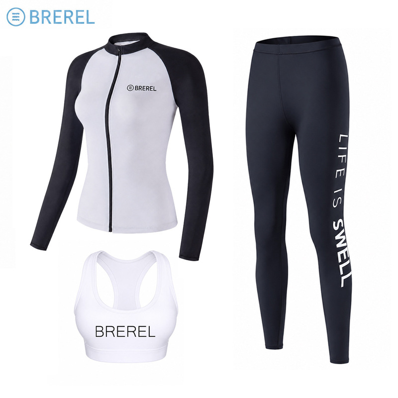 Women's Korean-style surfing suit quick-drying slimming sun protection long-sleeved trousers split swimsuit waterproof female snorkeling diving suit zipper
