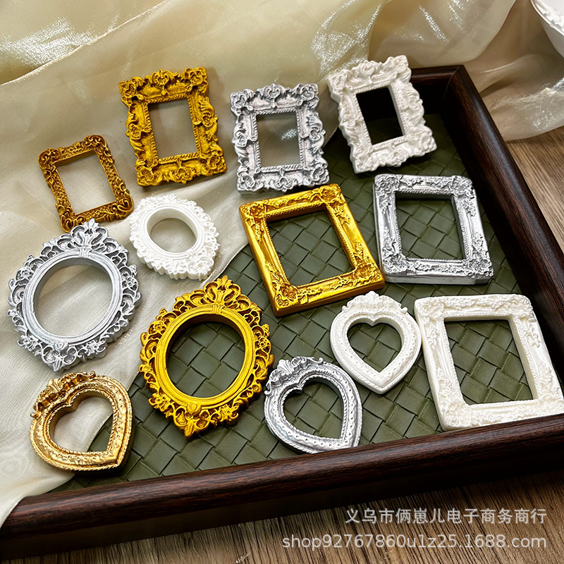 DIY Cream Glue Mobile Phone Case Bar Holder Decoration Retro Small Photo Frame Baroque Accessories Photo Creative Trinkets