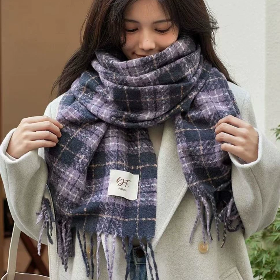 Winter universal scarf for elementary school students for men and women, retro keep warm cloak, Korean style, high-quality style