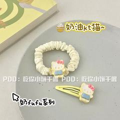 奶呼呼kt貓三麗鷗bb夾奶油黃髮圈可愛卡通少女小腸圈髮飾發卡組合