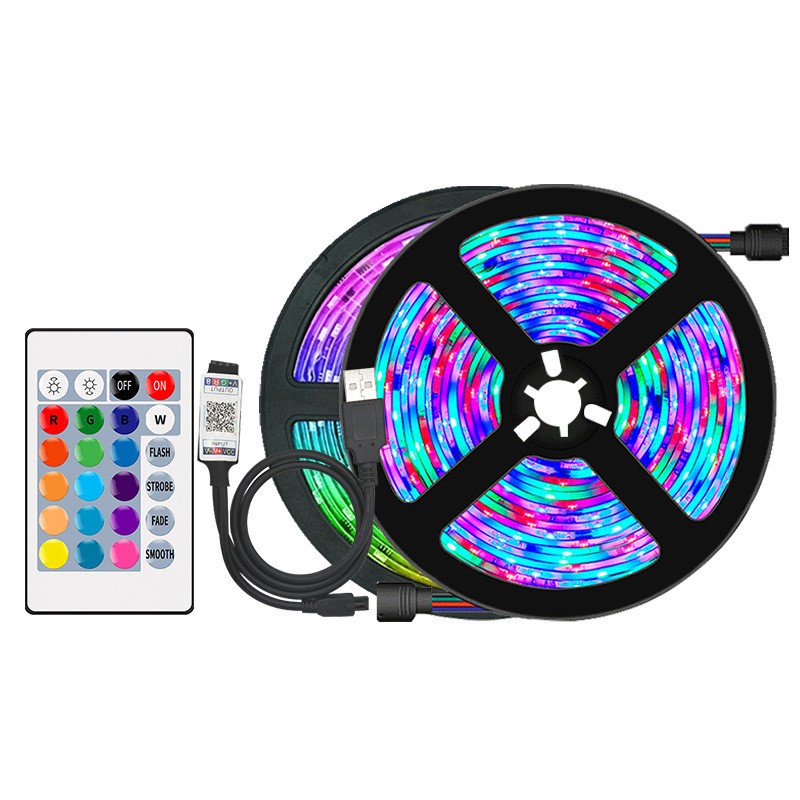 Tira de luz LED tira de luz de tres colores atenuación 5v impermeable 5050RGB autoadhesivo Bluetooth USB lineal luz de atmósfera de bajo voltaje