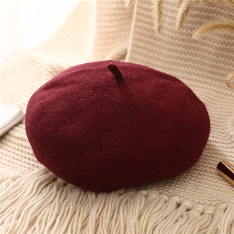 Vino rojo-lana (boina) + ajustable / 2-8 años de edad (circunferencia de la cabeza 48-52cm)
