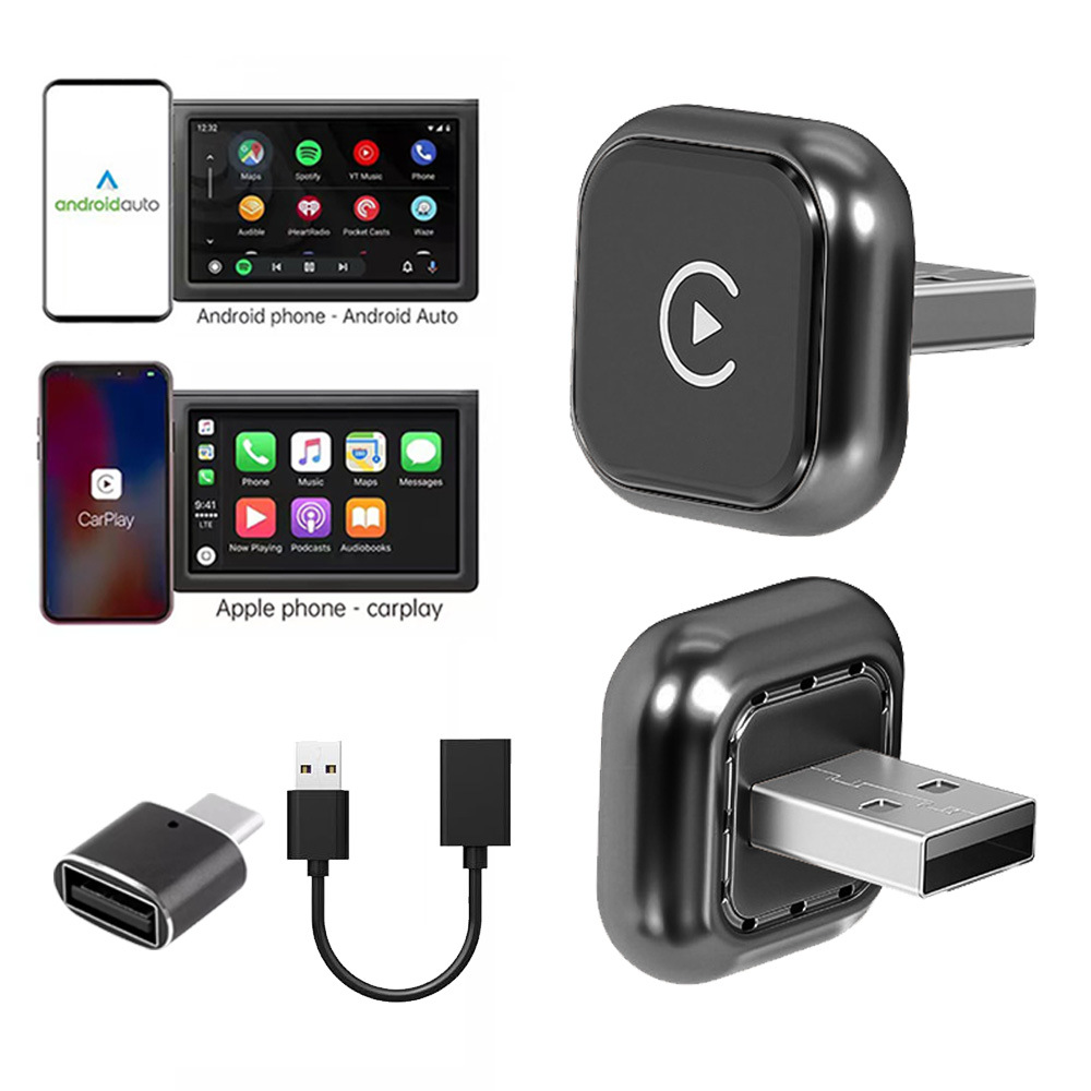 2026 New Cross-Border Wireless Carplay Box Android Auto 2-in-1 Car Wired to Wireless Adapter