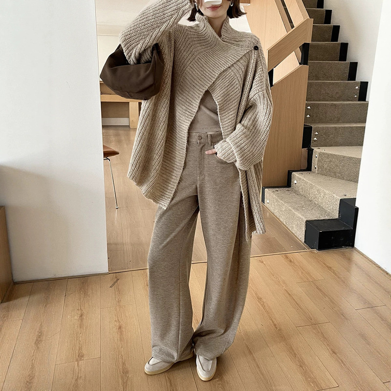 HOO Autumn Women's High-End French-Style Three-Dimensional Ribbed Lazy Versatile Knit Cardigan ZA3319