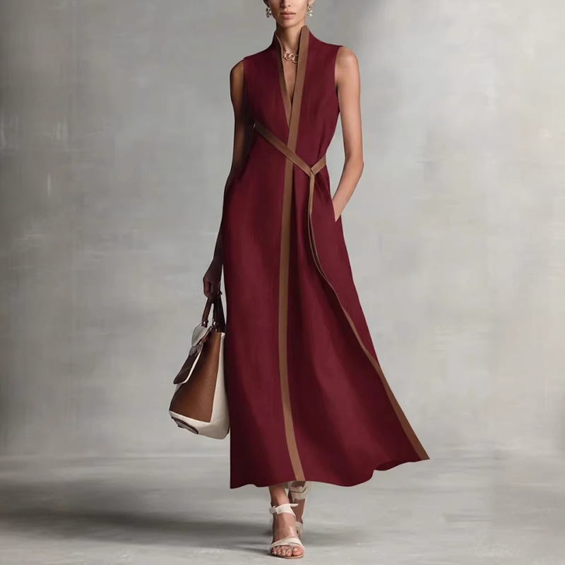 Cross-Border Aliexpress New Sexy Independent Brand Color-Blocking Sleeveless French-Style Casual Exquisite Dress 10648 Cross-Border Aliexpress New Sexy Independent Brand Color-Blocking Sleeveless French-Style Casual Exquisite Dress 10648