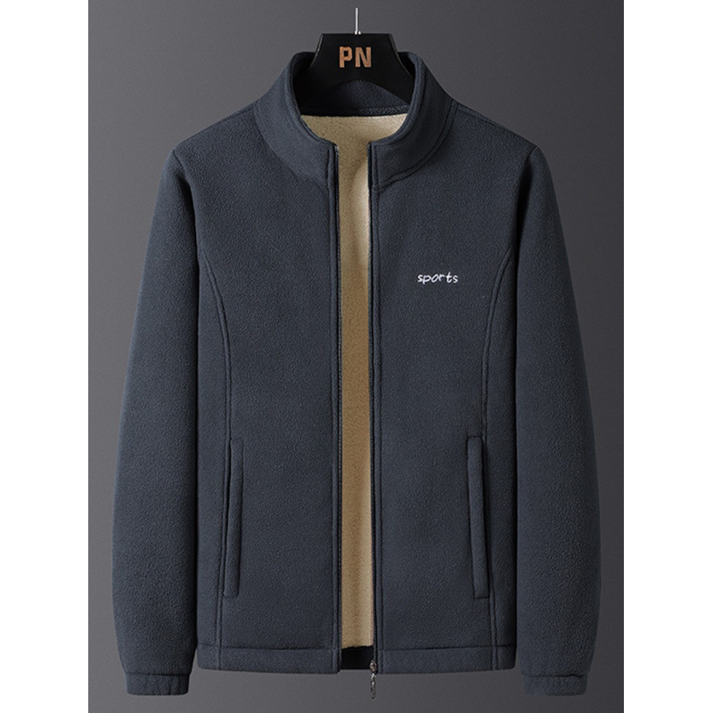 Otoño y invierno chaqueta de hombre coreano más terciopelo grueso calentamiento chaqueta de terciopelo de mediana edad de cuello vertical chaqueta casual de terciopelo