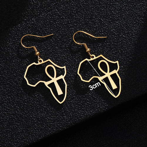 Euro-American Fashion Cross Africa Map Earrings Gold Stainless Steel Earrings Jewelry Cross-Border Amazon Earrings