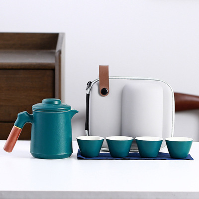 陶瓷便携式旅行功夫茶杯茶具小套装单人户外泡茶壶快客杯中秋送礼|ru