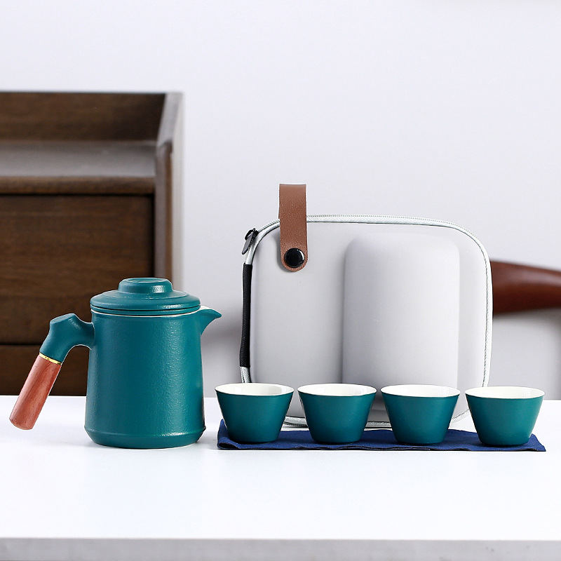陶瓷便携式旅行功夫茶杯茶具小套装单人户外泡茶壶快客杯中秋送礼|ru