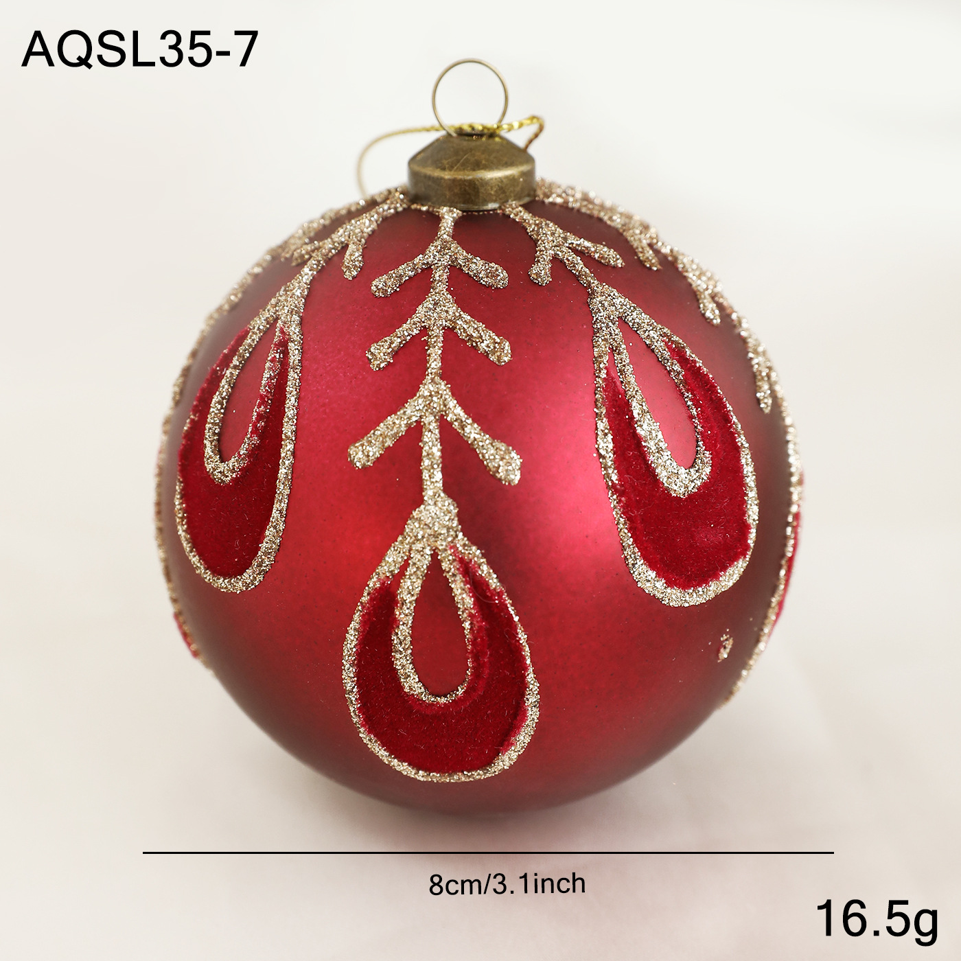 8CM rojo mate de alta calidad bola adhesiva polvo de oro galvanizado bola de decoración de árbol de Navidad colgante decoración colgante bola colgante image 6