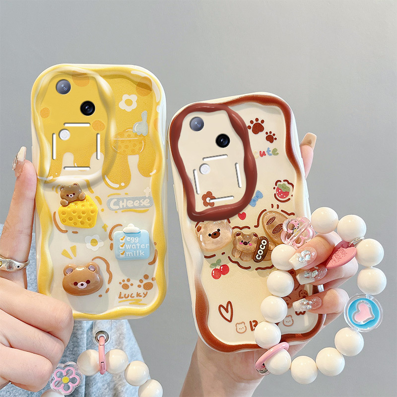 Y77E适用vivoS18E手机壳Y200i立体公仔Y37奶油边Y17S软硅胶套Y28