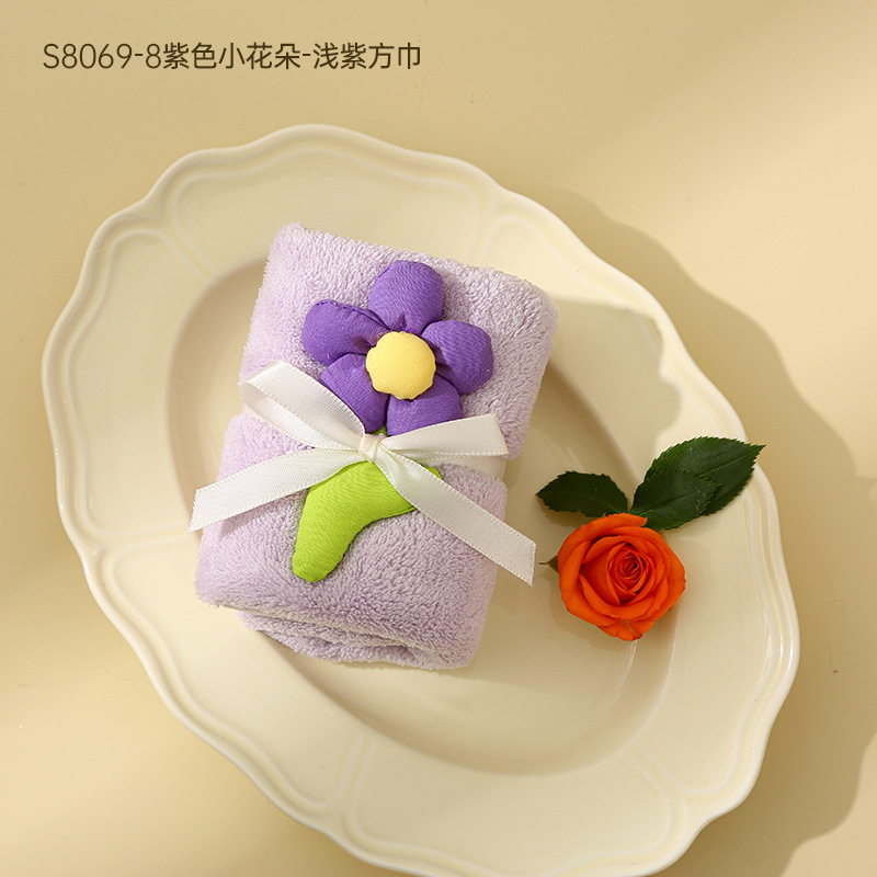 보라색 작은 꽃 - 연한 보라색 사각형 스카프