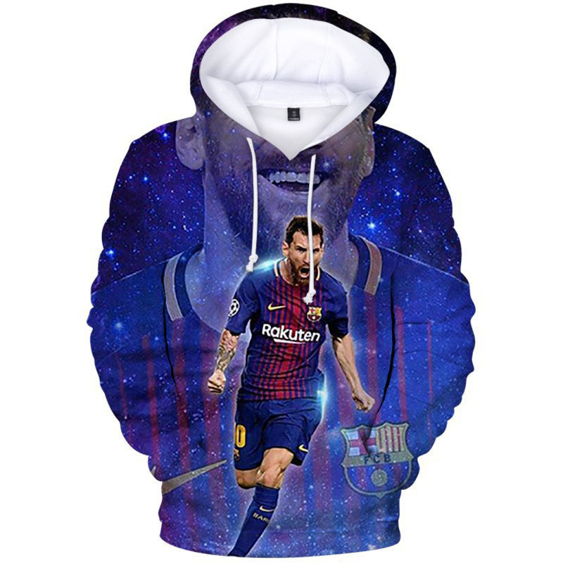 2022 World Cup football star Messi Massey fans cheer loose hooded sweater 3D printed hoodie