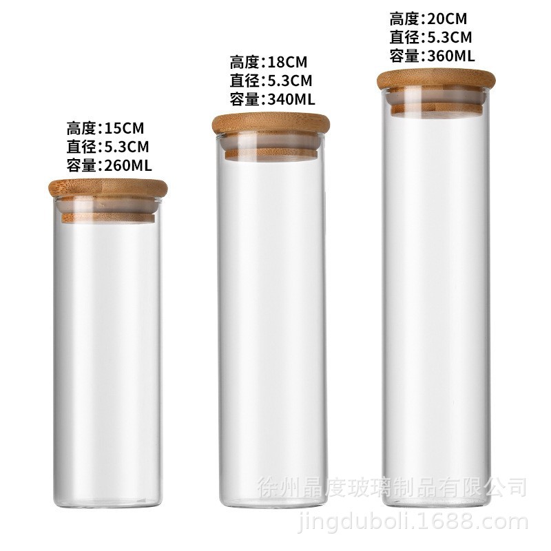 53*200 직선 입 대나무 뚜껑 360ml  투명