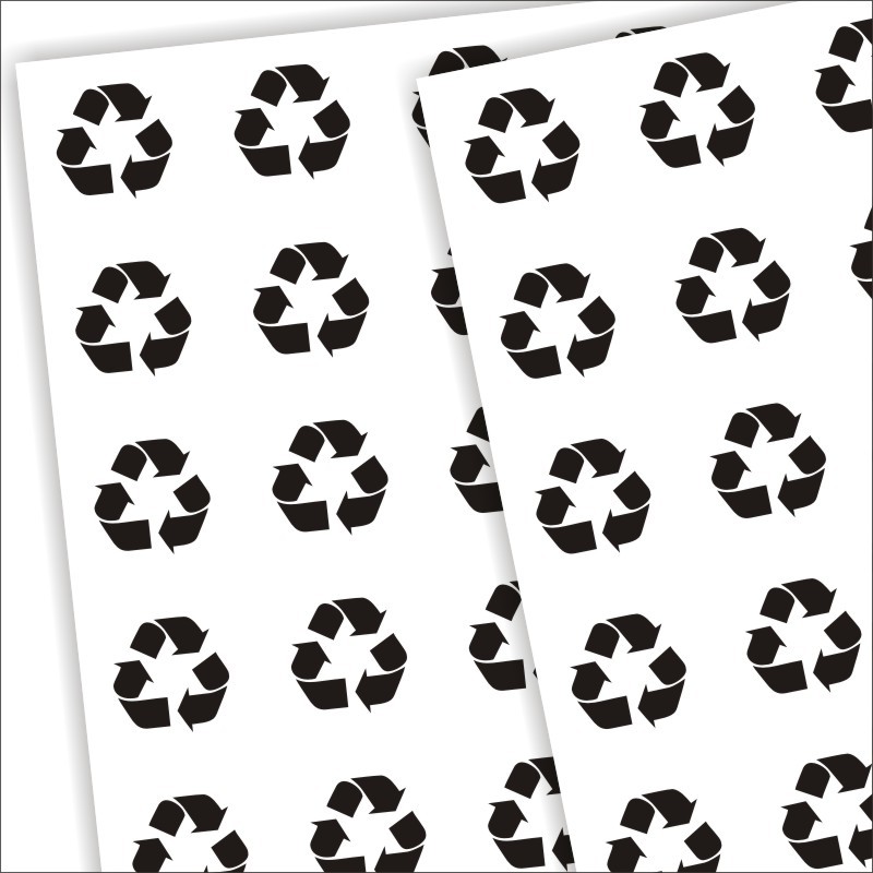 现货透明回收标志贴循环标识不干胶贴纸通用型出口环保标1100个Q