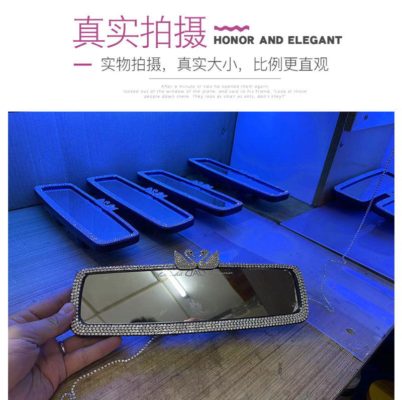 New Diamond-Encrusted Swan Car Rearview Mirror Decoration Creative Car Interior Rearview Mirror Cover Decoration for Women