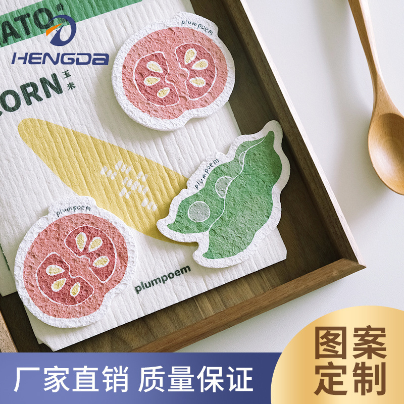 Manufacturer Printed Cleaning Compressed Cartoon Wood Pulp Sponge Quick-Drying Water-Absorbent Expansion Bath Bath Kitchen Dishwashing Artifact