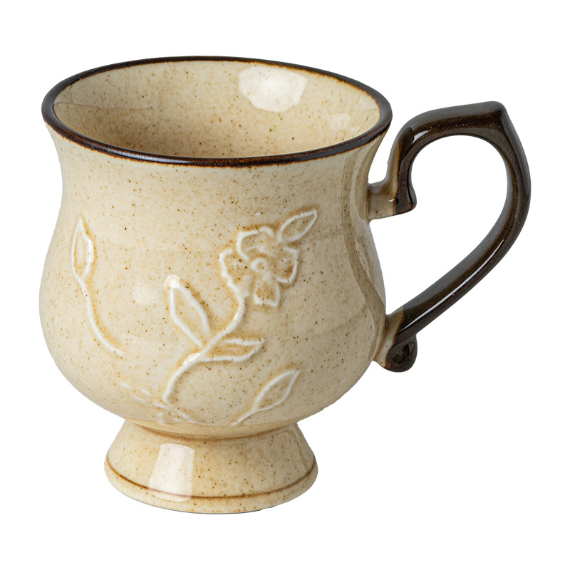 Hibiscus exquisita taza de flores, taza de cerámica francesa, taza de café, taza de agua, exportación transfronteriza.