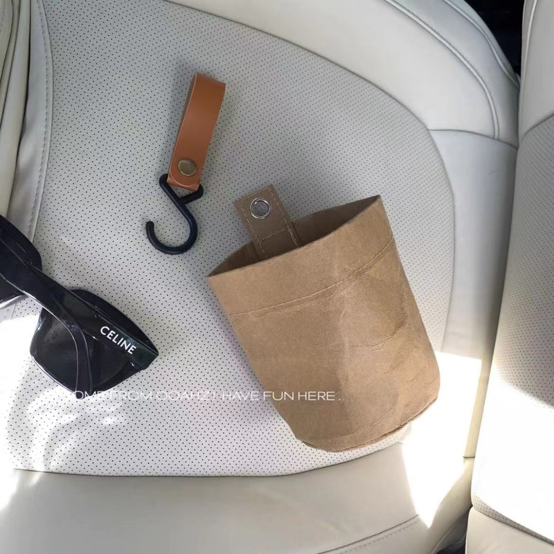 車載収納収納ポケットゴミ箱便利カーシートバックエアコン吹出口洗えるクラフト紙袋|undefined