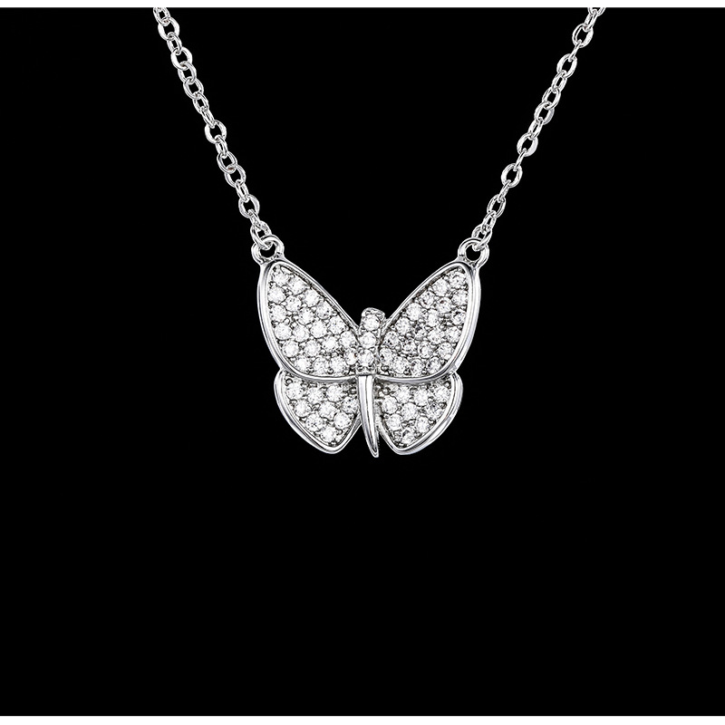 Fashion Butterfly Copper Plating Zircon Pendant Necklace 1 Piece