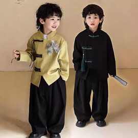 套装男童中式唐装儿童中国新款复古春秋国潮汉服中山装国风