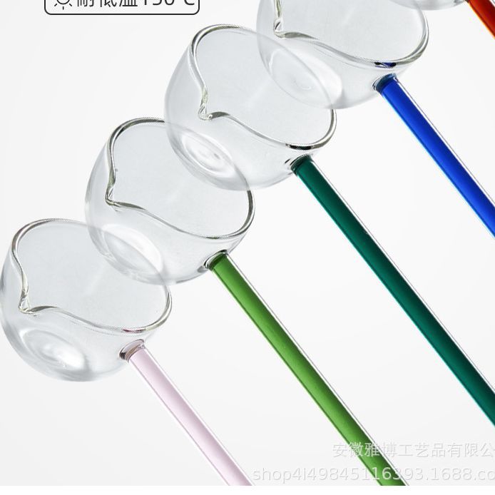 다채로운 색상의 투명한 긴 손잡이 유리 스푼, 가정용 수프 스푼, 고온에 강한 스푼, 차 스푼, 양념 스푼, 식품 등급