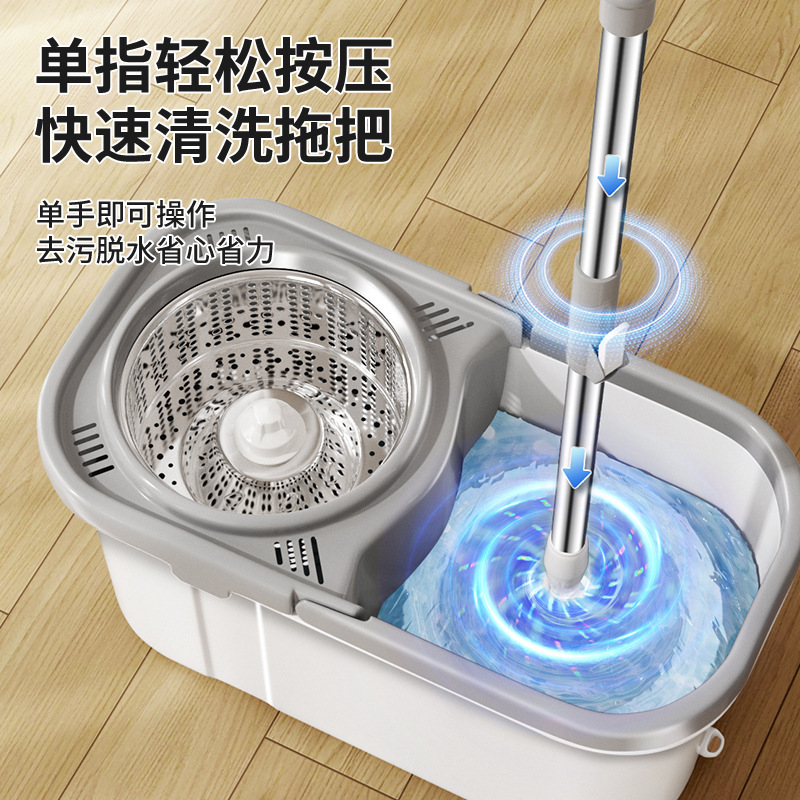2025年新型回転モップ、怠け者のモップ掛けアーティファクト、家庭用手洗い不要のモップロッド、モップバケツ、自動乾燥|undefined