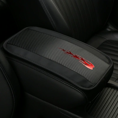 Armrest box pad – Cover Protective Pad - black-red-logo