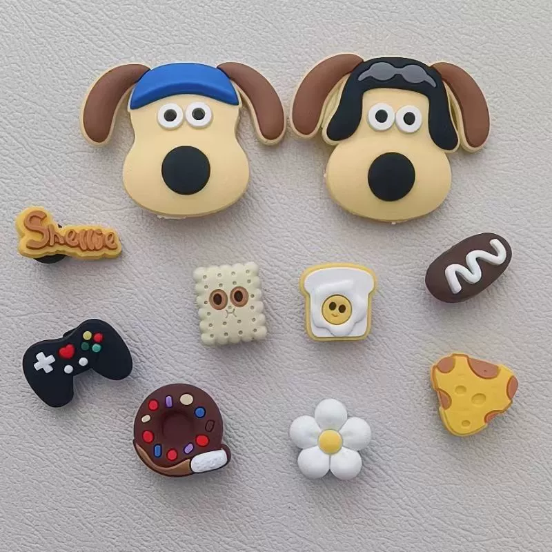 Shoe buckle charms, cartoon dog and novelty decorations, set of decorative shoe buttons (various designs)