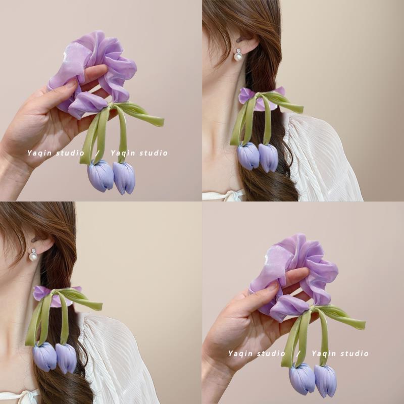 Süßes Tulpen Haargummi Mit Schleife Elegantes Haar-accessoire_voghion.com