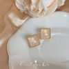 Universal sophisticated square earrings, ear clips, with gem