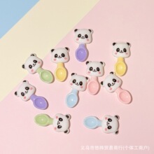 卡通可爱熊猫勺子马卡龙彩色树脂配件diy奶油胶手机壳发夹饰品