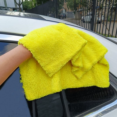 microfiber absorbent cleaning car – Car cleaning tools - yellow-4040cm-350gsm
