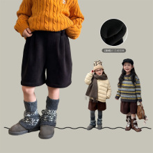 【加绒】艾摩贝贝女童冬季加厚保暖复合180g奥粒绒休闲灯芯绒短裤