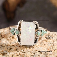 跨境新品方形白色澳宝古银手饰品欧美新娘女士结婚戒指