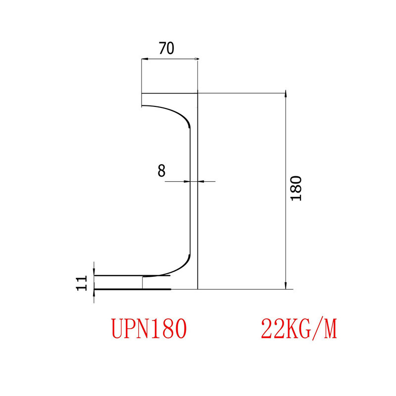 UPN欧标槽钢180规格180*70*8*11材质S355JR现货出售