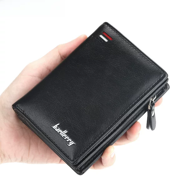 Wallet Men's Short Style High-End Cross-Border Business Zipper Leather Wallet Pu Coin Purse Mini Small Bag for Men