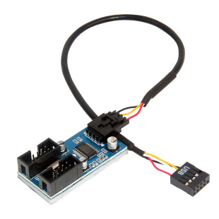 Motherboard 9-pin USB2.0 multiplier 1-to -2-port 4-port male seat 9PIN female 1-to -2 divider adapter card line