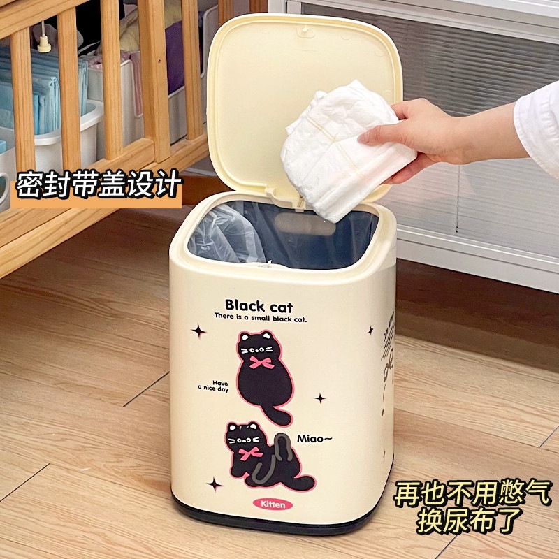 Baby diaper bin, specially designed for babies, with press-seal odor isolation and anti-odor features for diapers and paper diapers