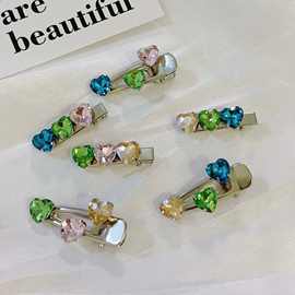 彩色水钻金属发夹甜酷冷淡风ins边夹前额侧边小众潮鸭嘴夹刘海